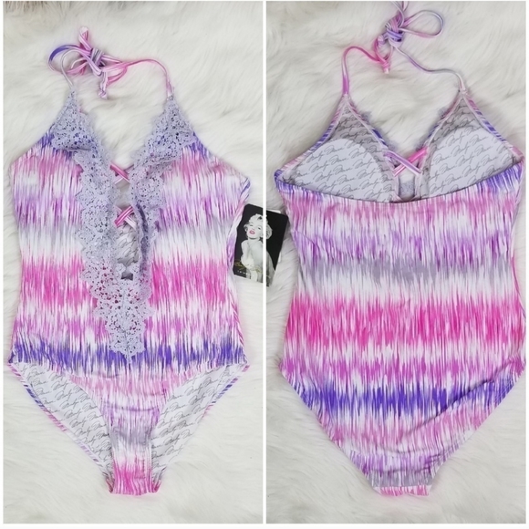 Marilyn Monroe One Piece Plunging Halter Swimsuit. - Picture 2 of 2